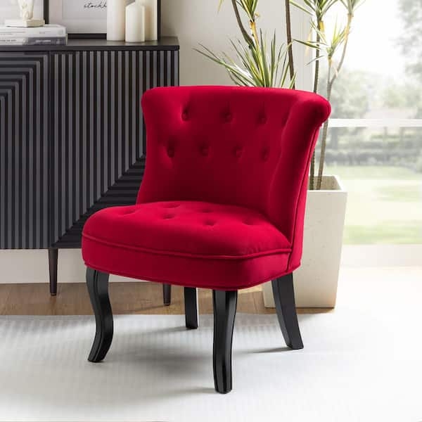Accent Chair Armless Silhouette Velvet Texture Matte Black Legs