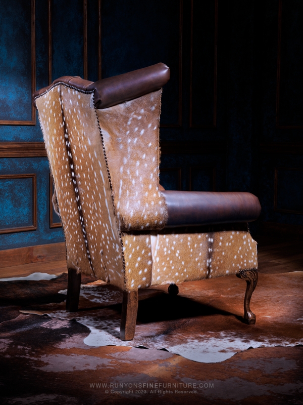 Accent Chair Axis Deer Print Nailhead Trim Hair On Hide Rustic