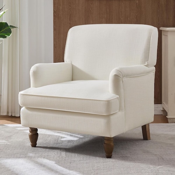 Accent Chair Barrel Back Channel Tufting Antique Finish Legs