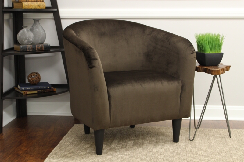 Accent Chair Barrel Back Chocolate Microfiber Tub Seating