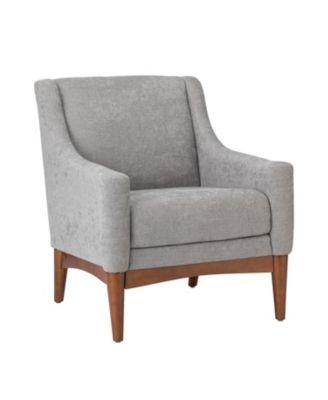 Accent Chair Barrel Back Grey Fabric Tapered Legs Modern Lounge