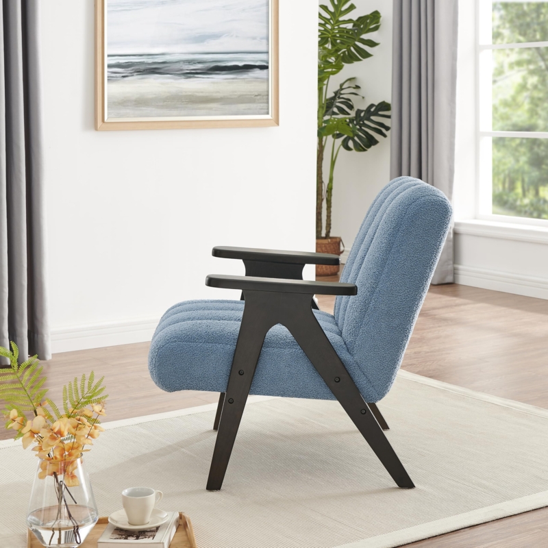 Accent Chair Barrel Back Splayed Legs Cream Boucle Cozy Armchair