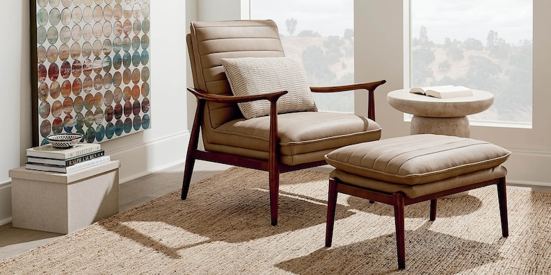 Accent Chair Barrel Back Tan Leather Like Slim Black Frame