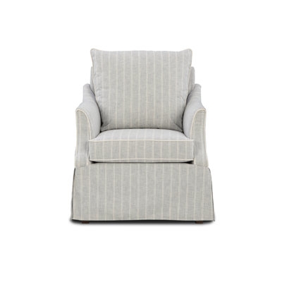Accent Chair Beige Fabric Vertical Channeling Barrel Back Modern Farmhouse