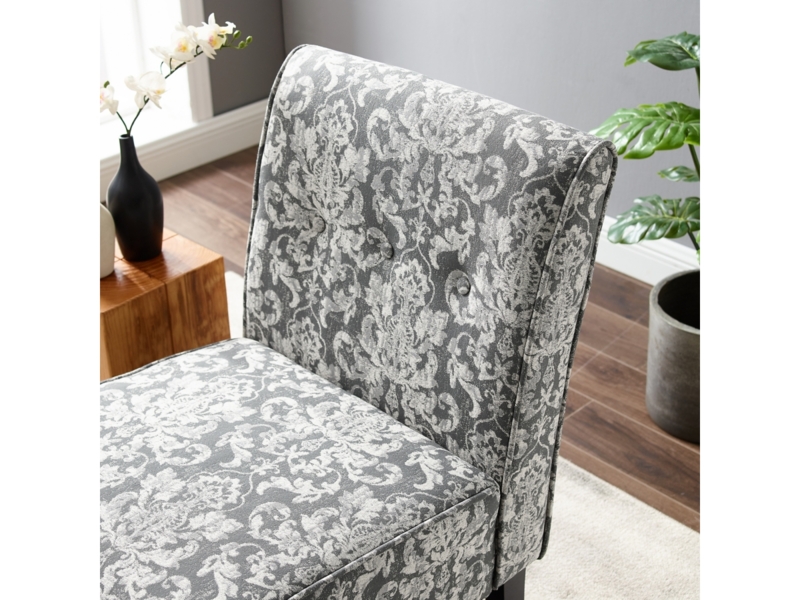 Accent Chair Black Damask Traditional Style with Turned Front Legs