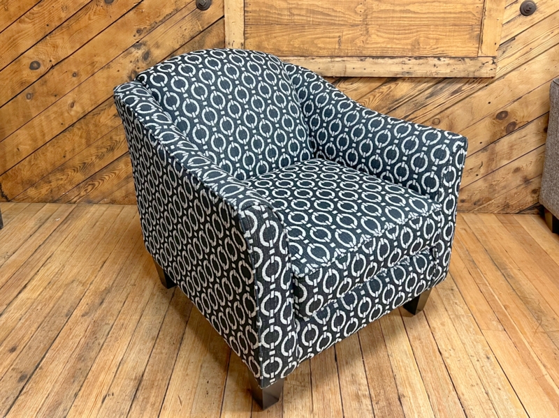Accent Chair Black White Geometric Woven Texture Armless Tapered Legs