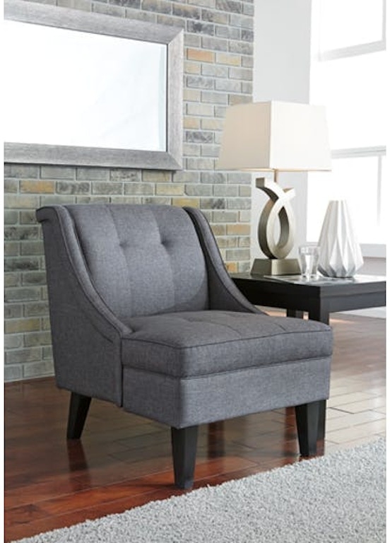 Accent Chair Blue and White Botanical Pattern with Rolled Arms