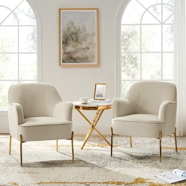 Accent Chair Blush Velvet Barrel Back Splayed Gold Legs Glam Style