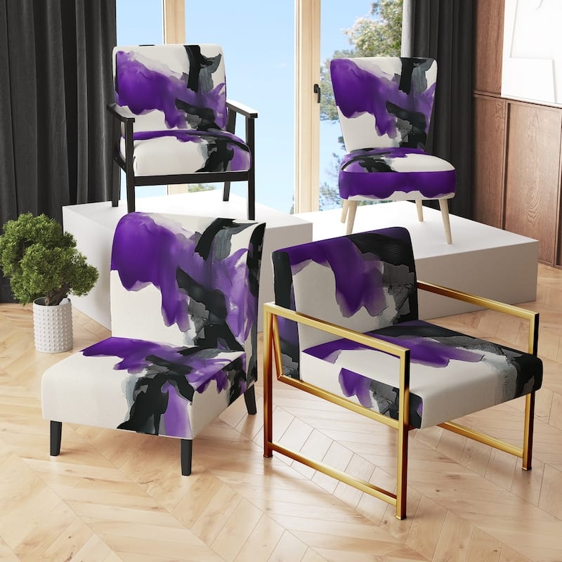 Accent Chair Bold Red and Black Abstract Pattern Tapered Legs