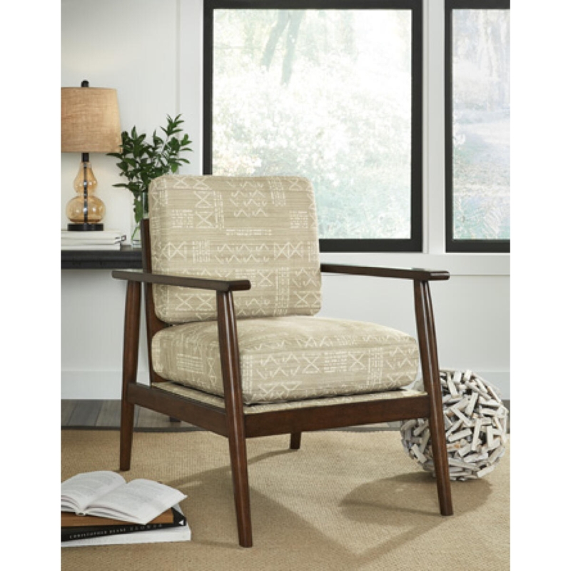 Accent Chair Bolster Pillows Exposed Wood Arms Transitional Lounge Chair