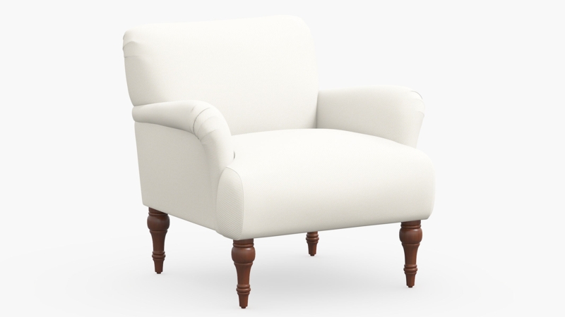 Accent Chair Botanical Floral Print Blue and White Front Casters