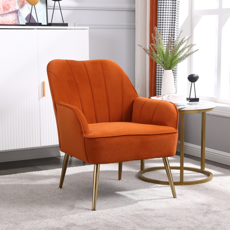 Accent Chair Boucle Texture Off White Open Back Gold Tapered Legs