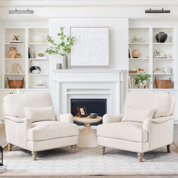 Accent Chair Boxy Silhouette Track Arms Deep Seat Modern Style