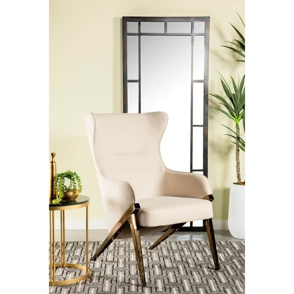 Accent Chair Bronze Toned Open Frame Curved Back Minimalist Style