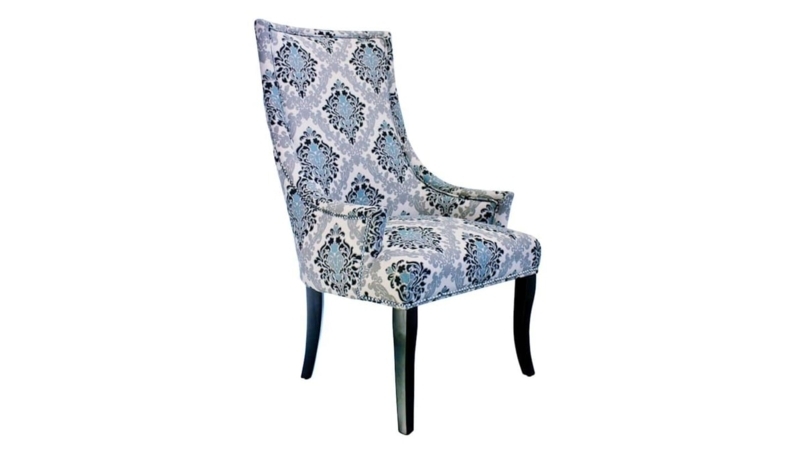 Accent Chair Brown and Beige Damask Armless Slipper Silhouette