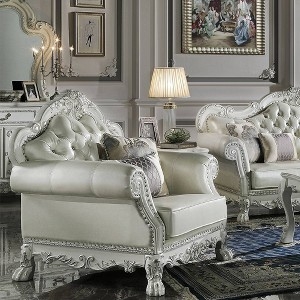 Accent Chair Cabriole Legs Ornate Carvings Gold Toned Traditional