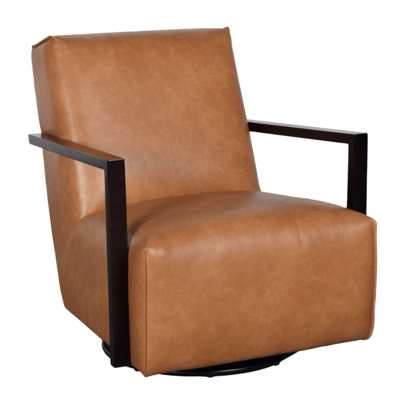 Accent Chair Camel Tone Matte Finish Ribbed Modern Lounge Seating
