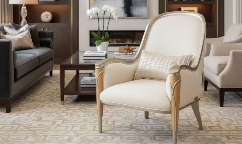 Accent Chair Carved Wood Shield Back Cabriole Legs Traditional Glam
