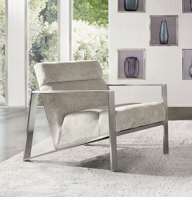 Accent Chair Champagne Channel Tufted Continuous Metal Frame