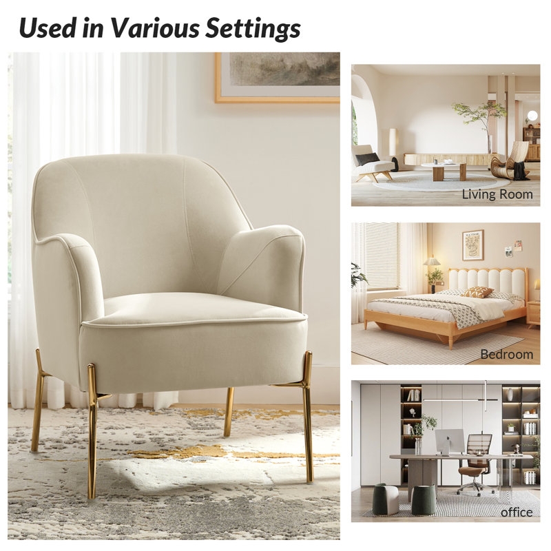 Accent Chair Channel Tufting Gold Leg Caps Teal Glam Lounge