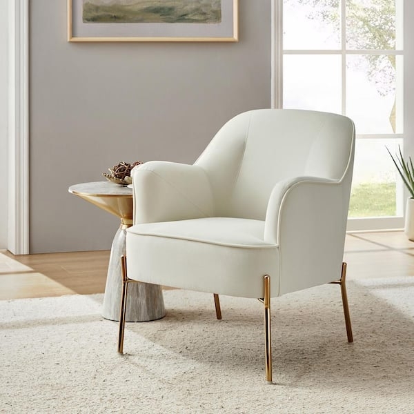 Accent Chair Channel Tufting Gold Toned Legs Velvet Like Glam Style Seating