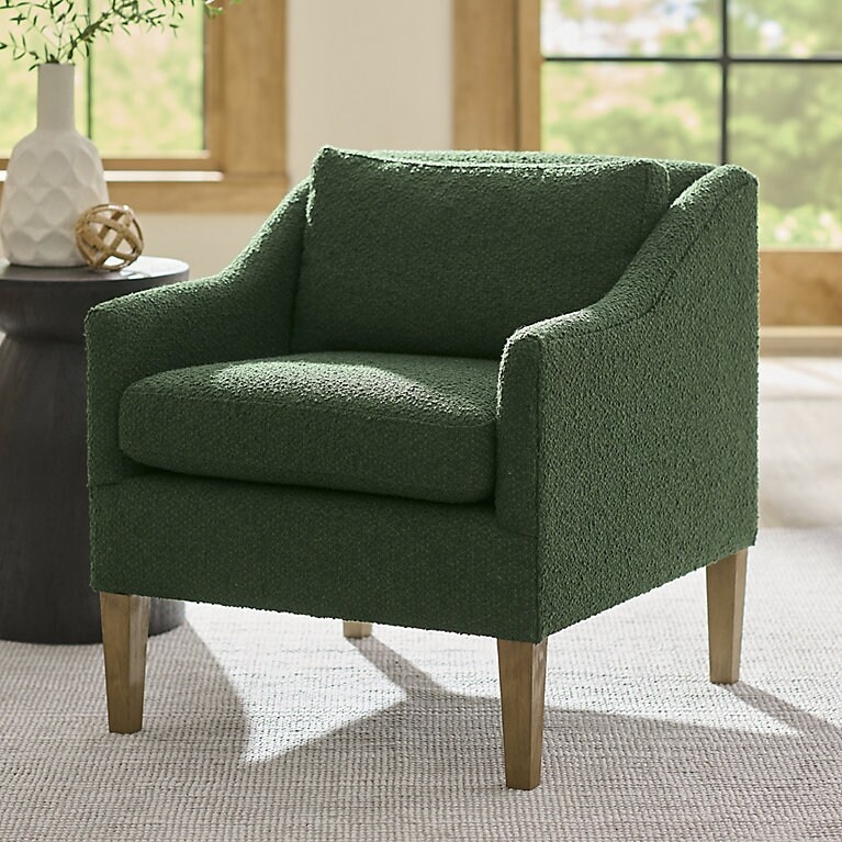 Accent Chair Charcoal Gray Woven Curved Barrel Back Tapered Wood Legs