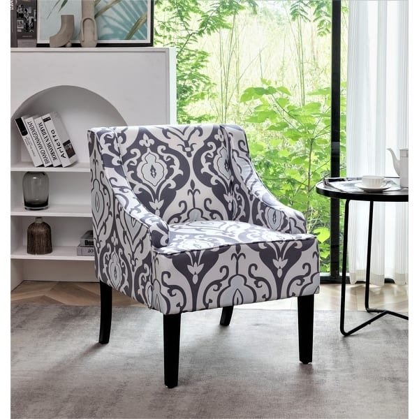 Accent Chair Charcoal Microfiber Wood Legs Mid-Century Modern