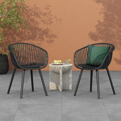 Accent Chair, Charcoal Molded Plastic, Indoor Outdoor Use, Durable Seating