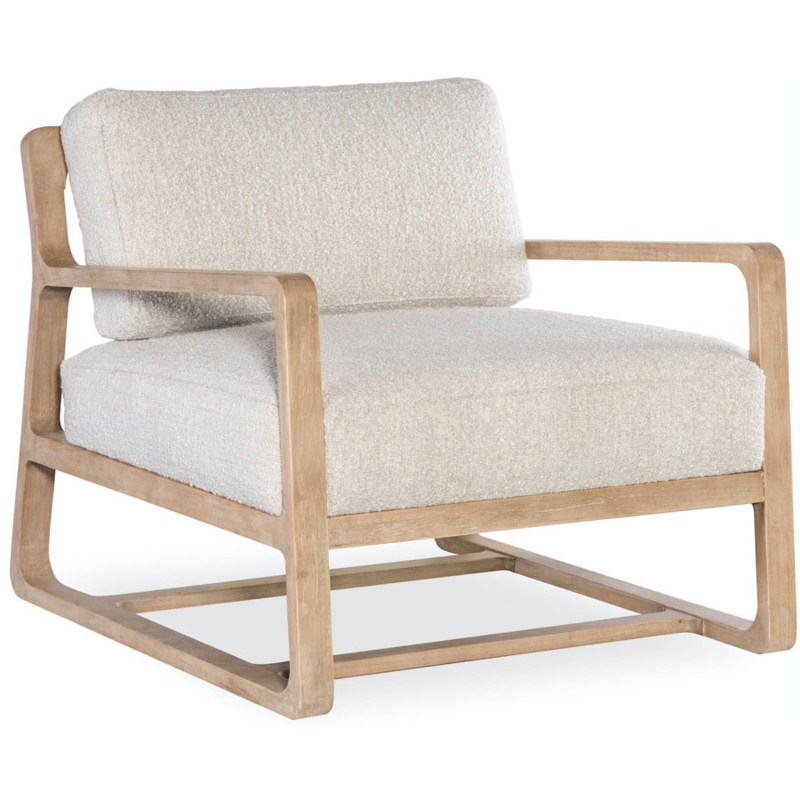Accent Chair Cream Boucle Texture Curved Silhouette Low Profile Modern