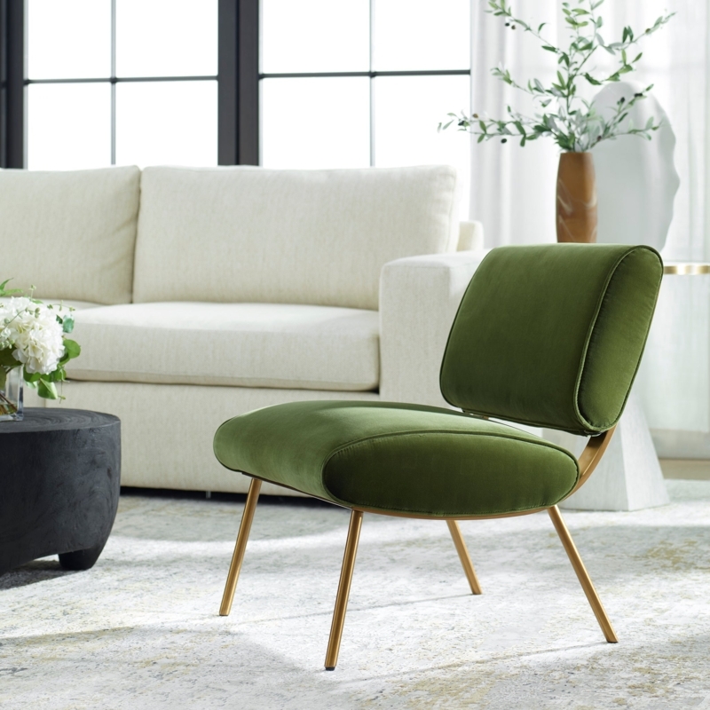Accent Chair: Cream Boucle Texture with Dark Tapered Wood Legs