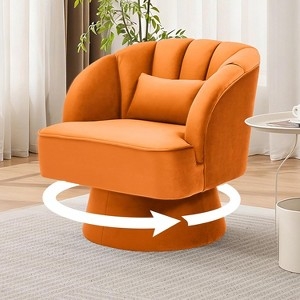 Accent Chair Cream Corduroy Upholstery Swivel Barrel Silhouette Cozy