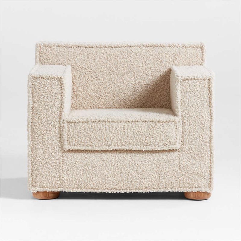 Accent Chair Cream Sherpa Sculptural Kids Size for Nursery