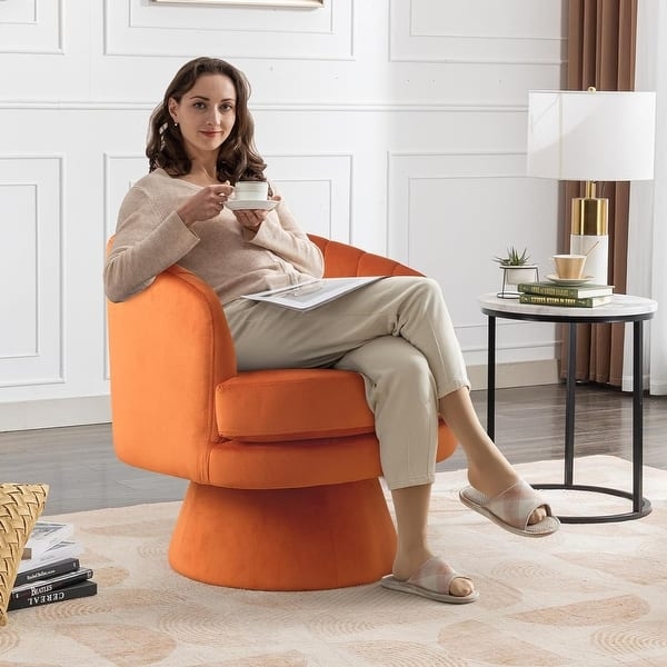 Accent Chair Cream Sherpa Texture Swivel Barrel Channel Tufted