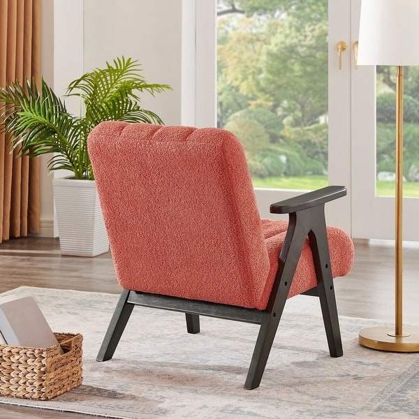 Accent Chair Cream Sherpa Upholstery Curved Silhouette Cozy Seating