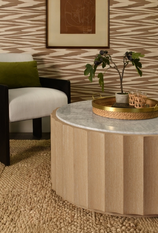 Accent Chair: Cream Upholstery Mid-Century Dark Oak Wood Frame