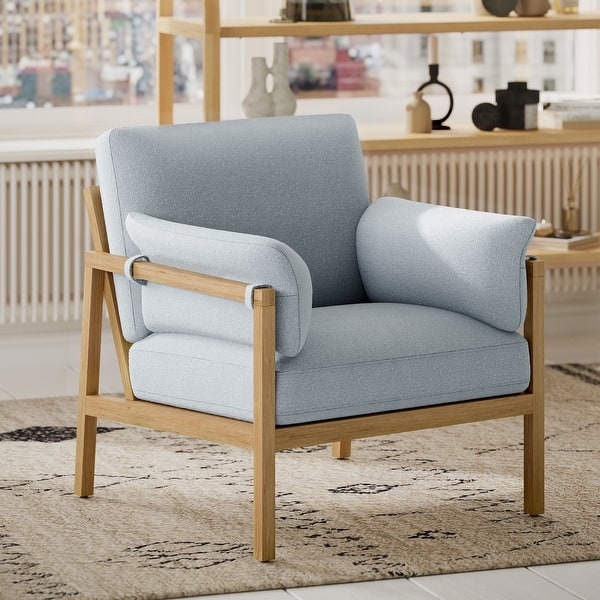 Accent Chair Cream Woven Fabric Transitional Tapered Wood Legs