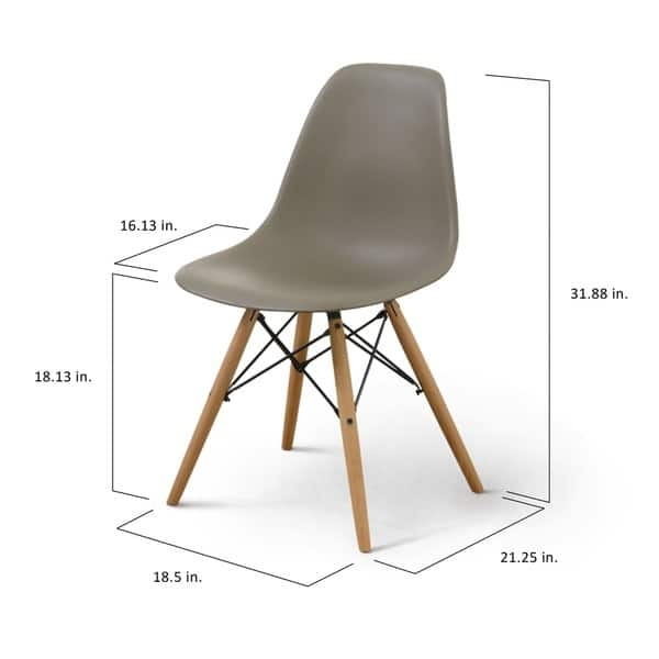 Accent Chair, Dark Brown Contoured Seat Eiffel Base, Retro Dining Set