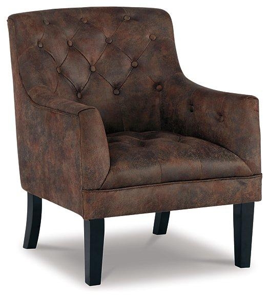 Accent Chair Dark Espresso Wood Exposed Frame with Off-White Cushions