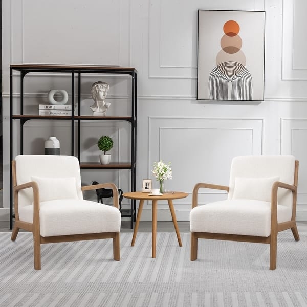 Accent Chair Dark Wood Open Back Minimalist Beige Upholstery