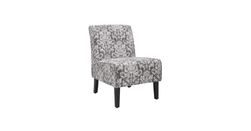 Accent Chair Elegant Gray Damask Armless Vanity Seating Option