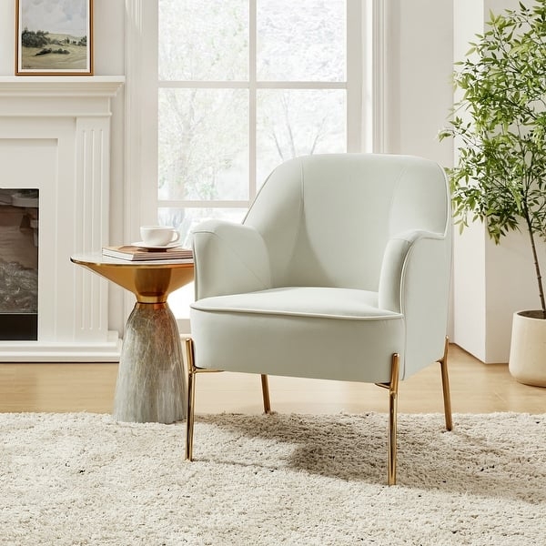 Accent Chair Emerald Green Velvet Backrest Cutout Gold Metal Legs Glam