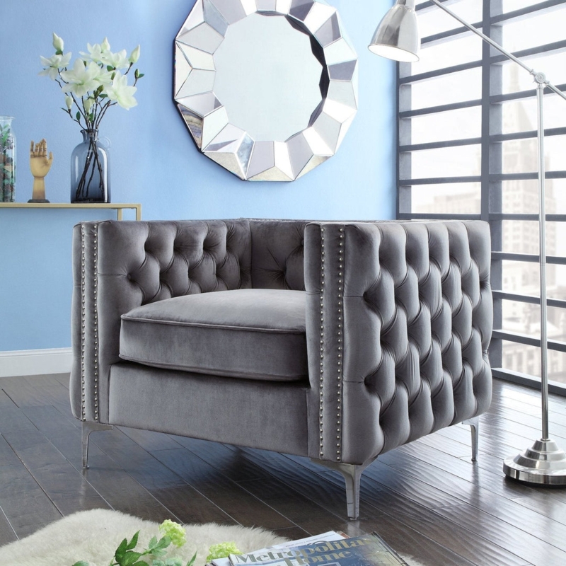 Accent Chair Emerald Green Velvet Vertical Channeling Gold Frame