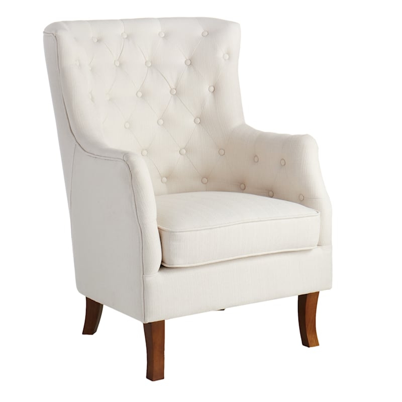Accent Chair Espresso Legs Button Tufted Barrel Back Transitional