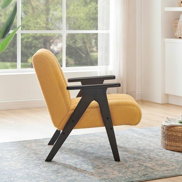 Accent Chair Exposed Wood Frame Sherpa Upholstery Modern Seating