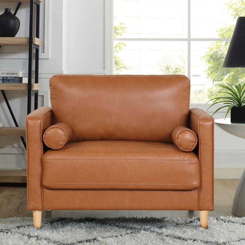 Accent Chair Exposed Wood Frame Tufted Seat Minimalist Guest Chair