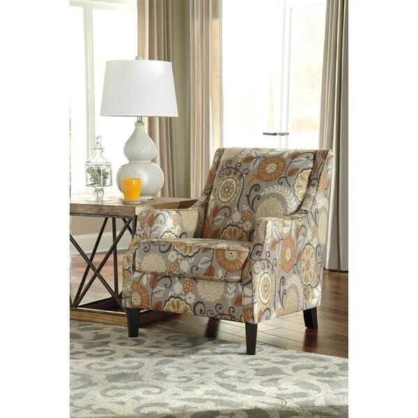 Accent Chair: Fabric Armchair with Unique Curved Cutout Back Profile