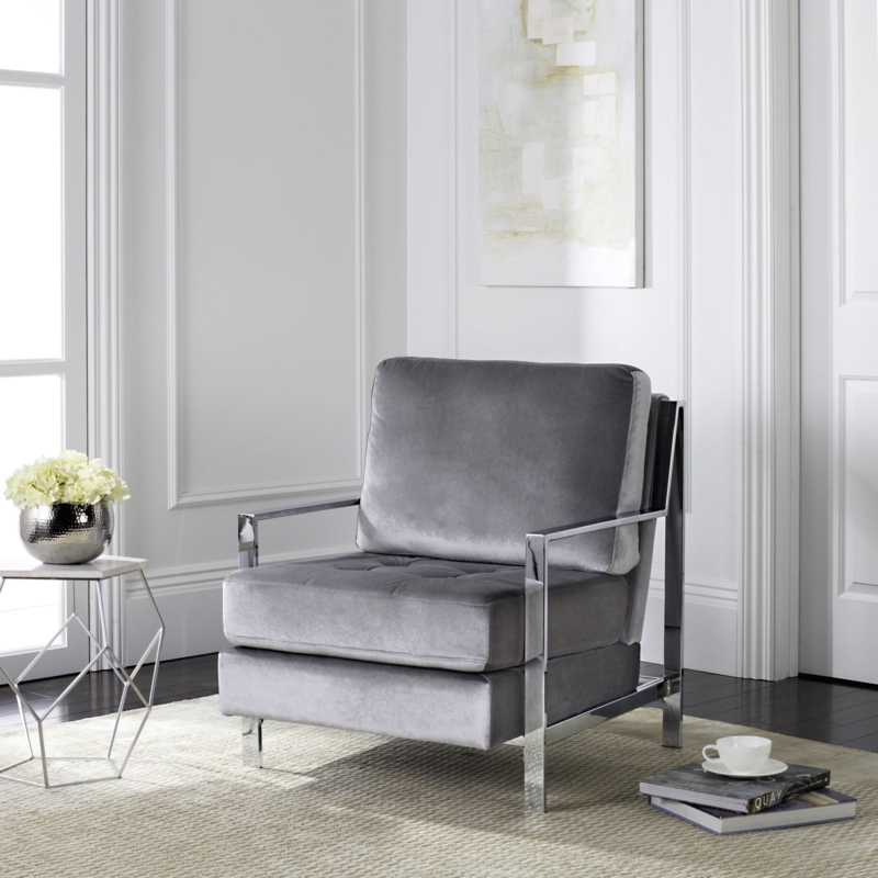 Accent Chair Fabric Tufted Wingback with Metal X-Base Modern Glam