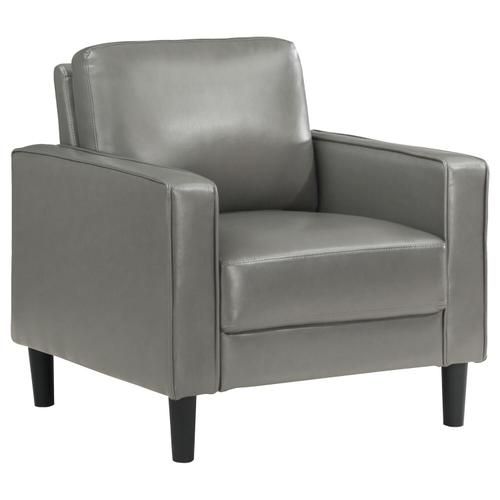 Accent Chair featuring Low Block Feet and Grey Upholstery
