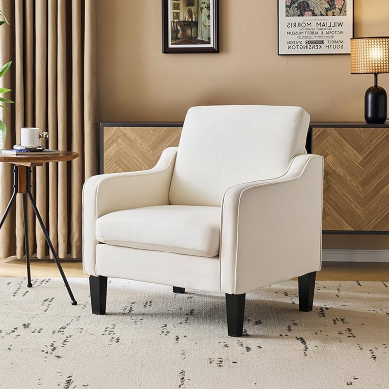 Accent Chair featuring Scooped Arms and Sculptural Wood Frame.