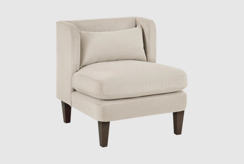 Accent Chair featuring Taupe Corduroy Texture and Rounded Barrel Back